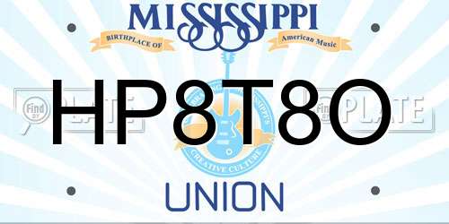 HP8T8O Mississippi License Plate