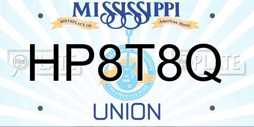 HP8T8Q Mississippi License Plate