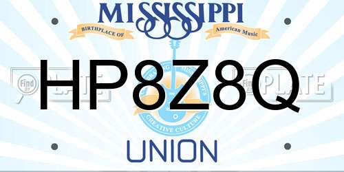 HP8Z8Q Mississippi License Plate