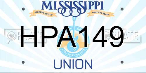 HPA149 Mississippi License Plate