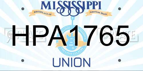 HPA1765 Mississippi License Plate