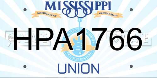 HPA1766 Mississippi License Plate