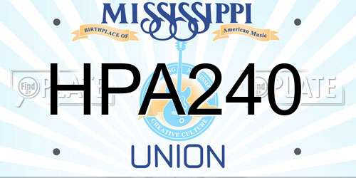 HPA240 Mississippi License Plate