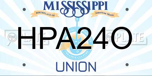 HPA24O Mississippi License Plate
