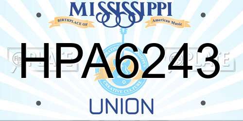 HPA6243 Mississippi License Plate