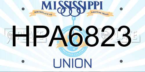 HPA6823 Mississippi License Plate
