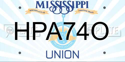 HPA74O Mississippi License Plate