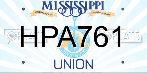 HPA761 Mississippi License Plate