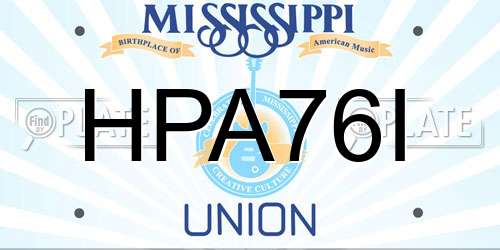 HPA76I Mississippi License Plate