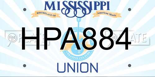 HPA884 Mississippi License Plate