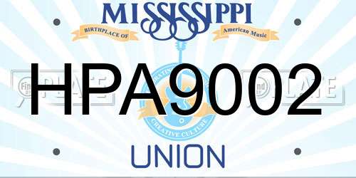 HPA9002 Mississippi License Plate
