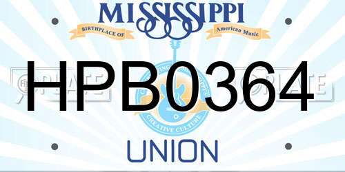 HPB0364 Mississippi License Plate