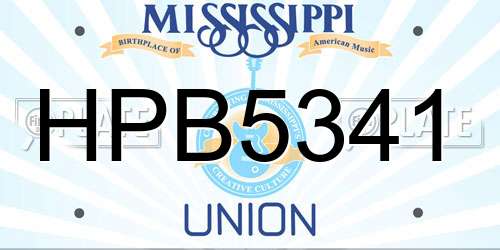 HPB5341 Mississippi License Plate