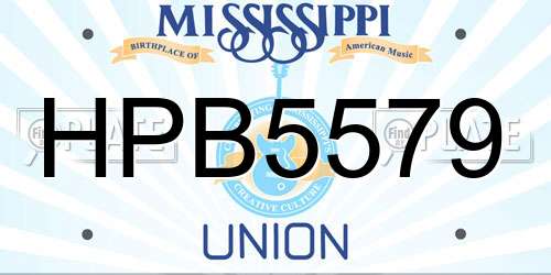 HPB5579 Mississippi License Plate