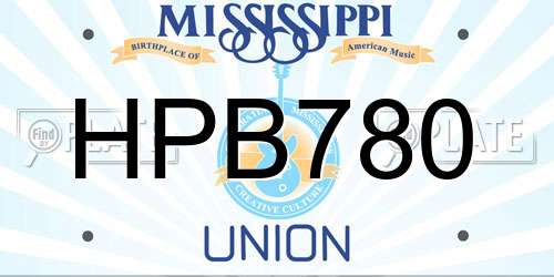 HPB780 Mississippi License Plate