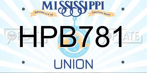 HPB781 Mississippi License Plate