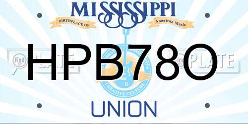HPB78O Mississippi License Plate