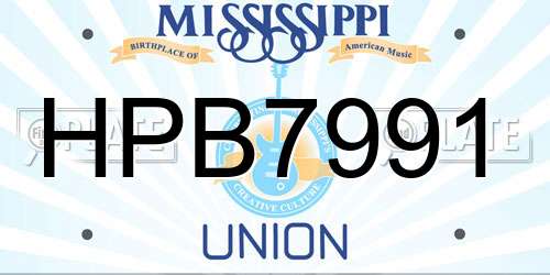 HPB7991 Mississippi License Plate