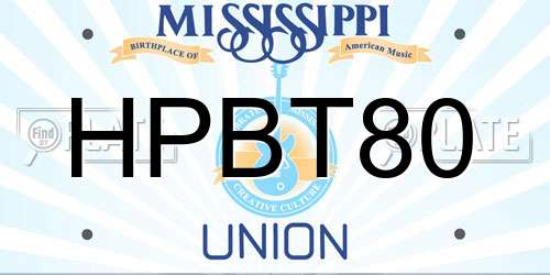 HPBT80 Mississippi License Plate