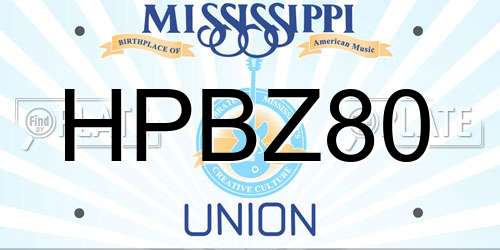 HPBZ80 Mississippi License Plate