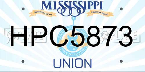 HPC5873 Mississippi License Plate