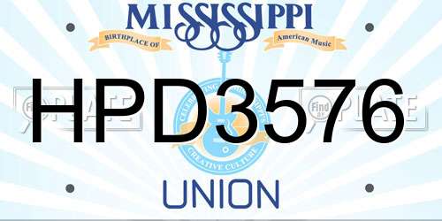 HPD3576 Mississippi License Plate