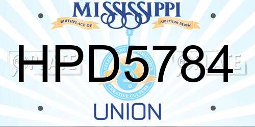 HPD5784 Mississippi License Plate