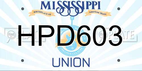 HPD603 Mississippi License Plate