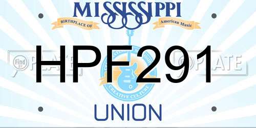 HPF291 Mississippi License Plate
