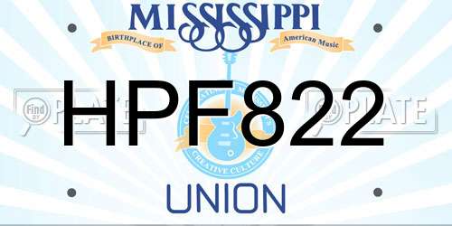 HPF822 Mississippi License Plate