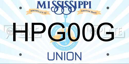 HPG00G Mississippi License Plate