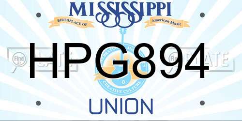 HPG894 Mississippi License Plate