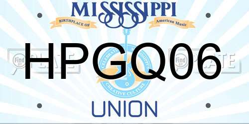 HPGQ06 Mississippi License Plate