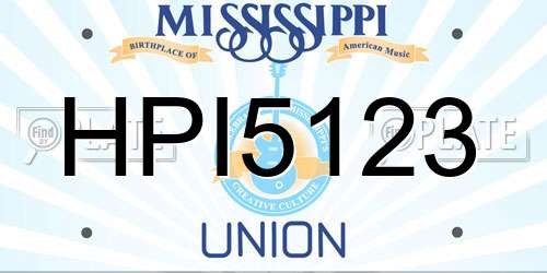 HPI5123 Mississippi License Plate
