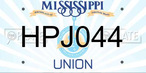 HPJ044 Mississippi License Plate