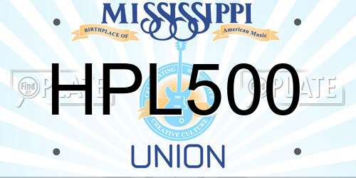 HPL500 Mississippi License Plate
