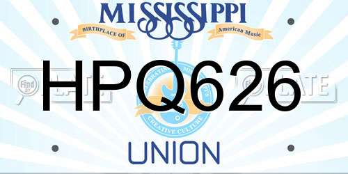 HPQ626 Mississippi License Plate