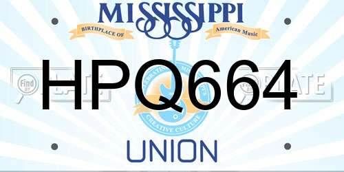 HPQ664 Mississippi License Plate