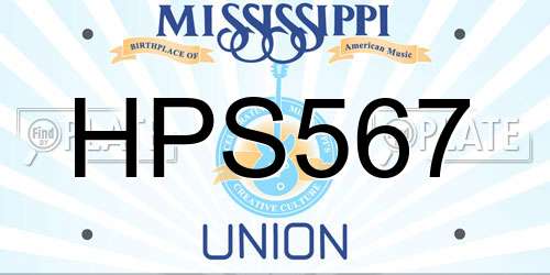HPS567 Mississippi License Plate