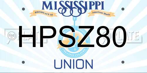 HPSZ80 Mississippi License Plate