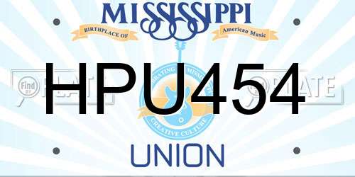 HPU454 Mississippi License Plate