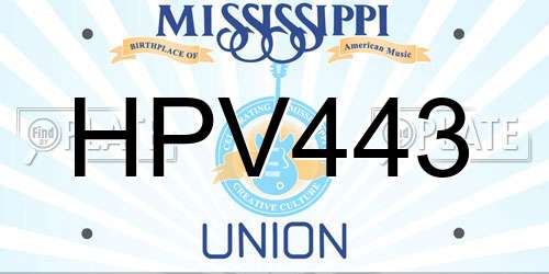 HPV443 Mississippi License Plate