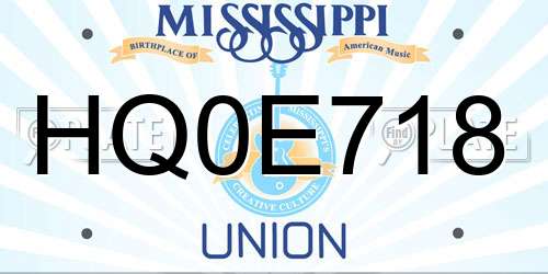 HQ0E718 Mississippi License Plate