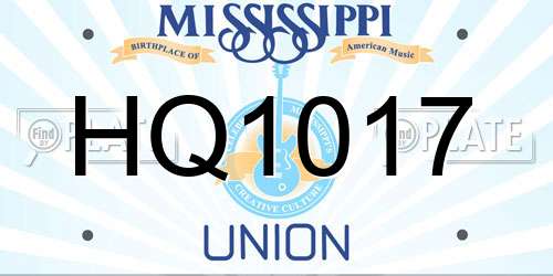 HQ1017 Mississippi License Plate