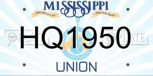 HQ1950 Mississippi License Plate
