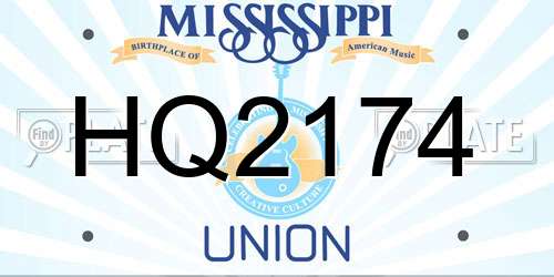HQ2174 Mississippi License Plate
