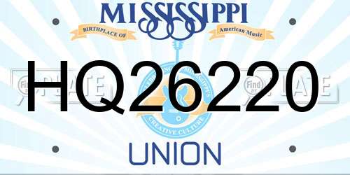 HQ26220 Mississippi License Plate