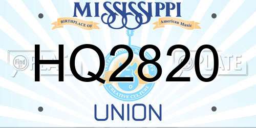 HQ2820 Mississippi License Plate