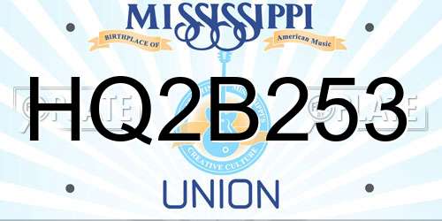 HQ2B253 Mississippi License Plate