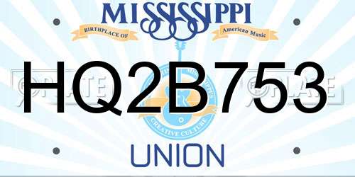HQ2B753 Mississippi License Plate